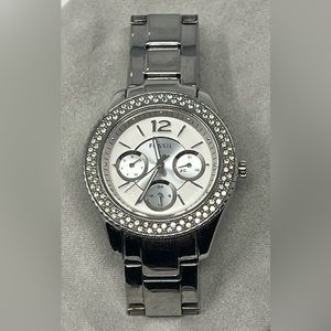 “Stella” Fossil Stainless Steel Silver-Tone Watch